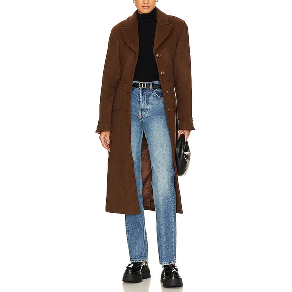 L'Academie X 'Marianna' Brown Wool Long Coat Size XS - Picture 1 of 5